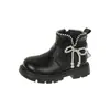 Dr. Menina. Botas Martens Malha Pérola Laço Botas Princesa Doce 2026 Outono Novas Botas de Cano Curto Para Crianças Médias e Grandes Botas da Moda