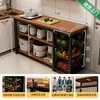 Estante de almacenamiento para cocina, cesta multifuncional para verduras, encimera de corte, estante de almacenamiento para microondas y utensilios de cocina, gabinete lateral, mesa multicapa