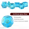 D20 D6 Azul Marino Vidrio Dorado Fuente Dungeons and Dragons Juego Dnd Rpg Dados de Cristal Multifacéticos