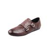 Zapatos de Cuero Brock de Alta Gama Estilo Británico Fuerte Primavera 2025 Tacón Bajo Punta Redonda Cuero Boca Profunda Zapatos de Una Capa para Mujer