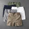 Shorts Versátiles de Color Sólido Retro Americano de Cuatro Puntos Verano Casual Marca de Tendencia para Hombre Delgados Elásticos de Longitud 4/5