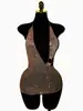 Vestido Amazona Sexy Transfronteiriço Europeu e Americano Malha Lantejoula Costas Nuas Gola Alta Vestido de Festa Decote V Vazado Vestido Gola Alta