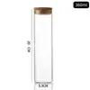Garrafa de Vidro com Tampa de Bambu 53mm, Garrafa em Formato de Tubo, Rolha de Madeira, Garrafa para Chá de Flores, Pote para Embalagem de Alimentos com Frutas Secas e Grãos, Material de Vidro de Alta Transparência