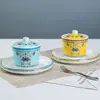 Conjunto de quatro peças de melamina imitação porcelana hotel mesa restaurante clube plástico mesa xícara de sopa pratinhos xícara colher talheres comercial