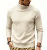 Nueva colección de otoño e invierno para hombre: Estilo europeo y americano, color liso, con rayas verticales, suéter de punto ajustado, suéter cálido, capa base, ropa para hombre