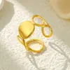 Comercio exterior transfronterizo europeo y americano anillo de corazón con líneas irregulares de acero inoxidable anillo abierto ajustable de nicho de alta gama joyería para manos