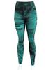 Verano Corsé Falso Desgastado Sin Costuras Europeo y Americano Leggings de Imitación de Mezclilla para Mujer Pantalones de Yoga de Cintura Alta de Nueve Puntos para Mujer