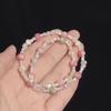 Pulsera de cuentas color rosa flor de cerezo para niña, doble capa apilada, diseño de nicho, dulce lujo ligero, pulsera igual para novias