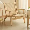Cadeira selim com trama de corda, poltrona individual de madeira maciça, estilo nórdico para sala de estar e varanda, simples para uso doméstico, cadeira preguiçosa de lazer