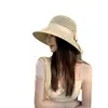 Sombrero de Paja de Verano Nuevo Estilo con Lazo y Cinta para Mujer, Sombrero de Sol de Ala Ancha, Transpirable Versátil, Sombrero de Sol para Adelgazar la Cara