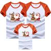 Familia de cuatro mangas raglán verano Navidad cabeza de ciervo anciano algodón ropa para niños manga corta combinación de colores camiseta transfronteriza