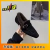 Sapatos Loafer Brogue Estilo Retrô com Aumento de Altura, Sapatos Slip-On Forrados com Lã, Sapatos Femininos Outono/Inverno 2026