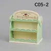 Mini Muebles Artificiales Pequeños Refrigerador Carrito de Comedor Caja Registradora Carrito de Compras Estante para Pasteles y Verduras Estante de Doble Cara Juguetes para Casa de Juego