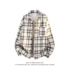2026 Nueva Camisa de Manga Larga a Cuadros Vintage de Corte Holgado con Cuello de Solapa para Hombre Talla Grande Moda Casual Camisa Cardigan
