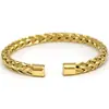 Pulsera de Alambre de Acero Inoxidable en Forma de C Brazalete de Acero de Titanio Joyería Trenzada Retorcida Malla Oro Rosa Apilable Para Llevar