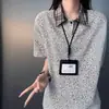 Camiseta Negra de Peso Pesado con Estampado de Estrellas de Manga Corta para Hombre, Estilo Retro Americano de Verano, Camisa Polo de Hombro Normal, Top de Media Manga para Pareja