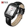 Reloj Cuadrado Ofns, Luminoso, Resistente al Agua, Reloj de Alta Gama para Mujer con Correa de Cuero, Calendario, Reloj de Cuarzo Ligero para Hombre para el Viaje Diario
