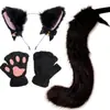 Conjunto de Tiara com Orelhas de Gato e Sino, Pulseira, Coleira, Conjunto de Cauda de Gato Acessórios de Tiara para Festa de Halloween
