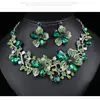 Conjunto de Colar e Brincos Florais Europeus e Americanos Retrô Cravejados com Diamantes, Acessórios Exagerados para Vestido de Noiva, Joias Mais Vendidas Transfronteiriças