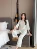 2024 pijamas novo estilo mulheres verão nacional estilo chinês terno de duas peças gelo de seda e neve seda casa roupas elegantes emagrecimento