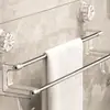 Prateleira de armazenamento para banheiro com hastes duplas para guardar toalhas, toalheiro com ventosa, montado na parede, sem necessidade de furar para uso no banheiro