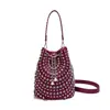 Yue Zi 2026 Outono/Inverno Nova Tendência de Moda Estilo Punk Bolsa Balde de Diamante Textura Rebite Bolsa de Ombro Único Rebite