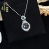 Colar Irregular Geométrico de Prata S925 com Inlay de Espuma de Água e Jade Cadeia da Clavícula com Fecho Ruyi Design de Nicho Colar para Outono e Inverno para Mulheres