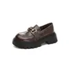 Mocasines de piel de oveja con suela de espuma para mujer, nuevos zapatos de moda slip-on de suela gruesa para otoño 2026 para mujer