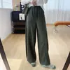 Pincel de indústria pesada! Fio misto de flor fixa/linha central dividida Caimento emagrecedor Calça de perna larga elástica Outono/Inverno H100404
