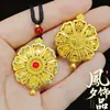 Tienda de Oro Mismo Estilo Oro Antiguo Hueco Filigrana Ocho Tesoros Brújula Colgante Collar Buda Shakyamuni Brújula Pintada Colgante