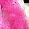Azul profundo vermelho dourado prata brilhante malha leve tecido decoração de casamento hot stamping lantejoulas douradas material de tecido para roupas item padrão