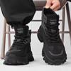 Zapatos de Protección Laboral para Hombre para Senderismo al Aire Libre en Primavera, Antideslizantes, Resistentes al Desgaste, para Trabajo y Deportes, Suela Gruesa, que Aumentan la Altura, Botas Martin Negras
