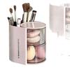 Caja de almacenamiento de borlas para polvos giratoria a prueba de polvo, estante de almacenamiento de maquillaje de belleza de escritorio con forma de huevo, estante de cojín de aire, tocador, lápiz labial multicapa, brocha de maquillaje, gran capacidad