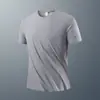 2026 Nova Moda de Verão Masculina Manga Curta Gola Redonda Camiseta de Seda Gelada Masculina Esportiva Casual Top para Corrida