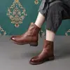 Botas Martin de piel suave para mujer, nueva colección otoño/invierno 2026, estilo británico, suela plana, diseño retro, con cremallera trasera, botines Chelsea
