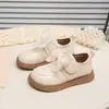 Zapatos para Niña 2026 Nuevo Modelo Moño Velcro Zapatos Pequeños de Cuero para Niños Zapatos de Princesa de Otoño Suela Suave Planos de Punta Redonda
