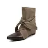 Botines Martin con empalme, aumento de altura interno y efecto adelgazante, botines western, nuevos botines cortos de punta fina con lazo vintage de otoño 2026 para mujer