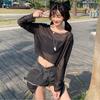Venta Directa de Fábrica Camisa con Protección Solar para Mujer, Suéter Crop Top de Cintura Alta, Top Ligeramente Transparente, Camisa Calada, Capelina Pequeña, Chal para Mujer