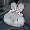 Almohada para Reposacabezas de Coche Dibujo Animado Conejo de Pelo Largo Almohada para Cuello de Coche Soporte Lumbar Felpa Cómoda Accesorios de Interior de Coche