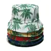 Sombrero de Sol de Playa de Verano Estampado de Palmera Tropical Sombrero de Cuenca Vacaciones Casual Versátil Sombrero de Sol Sombrero de Pescador Transfronterizo