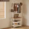 Perchero de pie estilo vintage premium para uso doméstico, adecuado para dormitorios, recibidores y salas de estar; un perchero y sombrero simple con estantes de almacenamiento