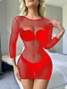 Lingerie Sexy Transparente Europeia e Americana, Meia-Calça Arrastão Sexy Transparente Peça Única, Cinta-Liga, Tentação, Peça Única Aberta com Recortes W735