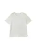 Camiseta de Algodón 100% Blanco Crudo Cuello Redondo Manga Corta para Mujer Verano Simple Holgada Color Sólido Tejido Superior Estilo Casual Versátil