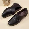 Chegada Nova Outono 2026 Sapatilhas Femininas de Couro Macio Sapatos de Mãe Sola Macia Sapatos de Couro Femininos para Meia-Idade e Idosos Salto Baixo Confortáveis de Usar
