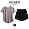Popular Transfronterizo Talla Europea Talla Grande Traje Deportivo para Exteriores para Mujer Delgado Ropa de Yoga Manga Corta Shorts Secado Rápido Venta al por Mayor de Fábrica