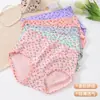 Ropa Interior de Algodón Puro para Mujer, de Cintura Alta, Estampado Floral, Cómodas y Transpirables Bragas Triángulo para Mujeres de Mediana Edad, Comercio Transfronterizo