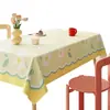 Mantel Estilo Crema, Impermeable al Aceite, Impermeable, Resistente al Calor, Lavable, Nuevo Mantel Floral de Dibujos Animados para Sala de Estar, Uso en el Hogar, Cubierta para Mesa de Café