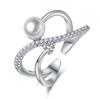 Anillo elegante de moda con microincrustaciones de circonita y lazo de perla para mujer, productos pequeños, explosiones transfronterizas al por mayor