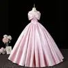 Vestido rosa de hombros descubiertos para mujer, nuevo estilo de alta gama, adecuado para compromiso, anfitriona, actuación vocal, ceremonia de adultos, vestido de princesa, vestido largo