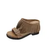 Sandalias Estilo Bohemio Vintage para Mujer 2026 Sandalias de Verano con Borlas y una Sola Tira Sandalias con Cuña y Suela Gruesa para Mujer